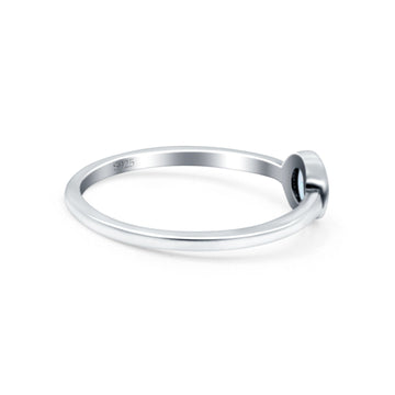 Solitaire Petite Dainty Round Lab Created White Opal Promise Ring Band Oxidized 925 Sterling Silver